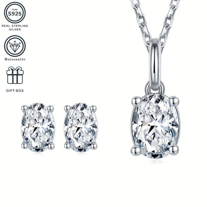 Set of 3 Elegant S925 Sterling Silver Moissanite Jewelry Pieces, Featuring Blingbling Party Style. Hypoallergenic and Includes 2CT+1CT Stones. Comes in a Gift Box, Ideal for Weddings, Anniversaries, Thanksgiving, and Year-Round Wear.