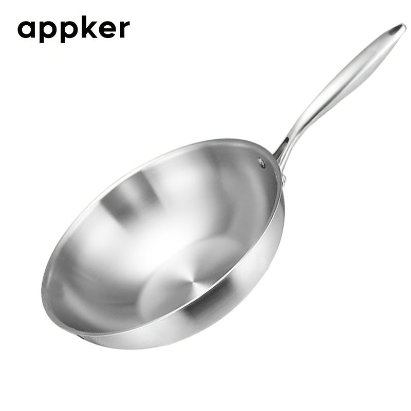 Appker Stainless Steel Frying Pan - 1 piece, Non-Stick, Dishwasher Safe, Compatible with Gas Stove & Induction Cooker, Perfect for Cooking Steak & Vegetables, Essential Kitchen Tool