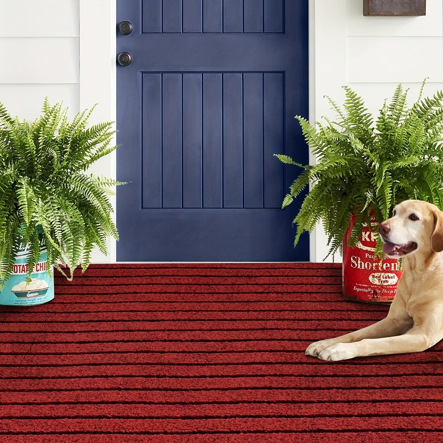 Durable Striped Entrance Mat with Rubber Backing - Non-Slip PVC Rug for Kitchen, Bedroom, Bathroom, Office - Easy-Clean, Waterproof, and Stain Resistant