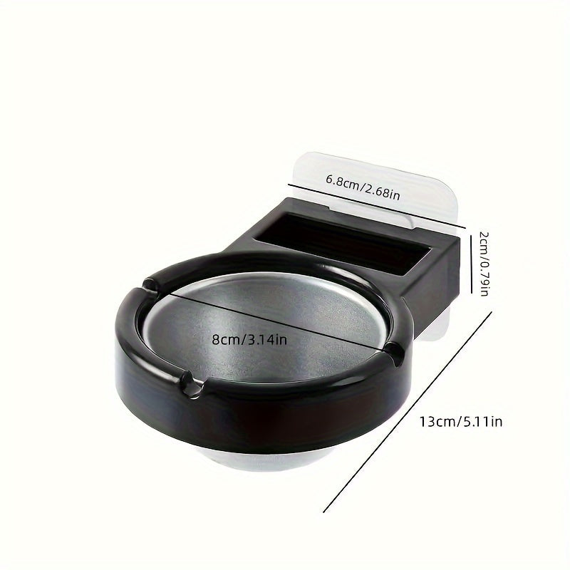 Sleek modern wall-mounted ashtray with shelf, no drilling required. Holds cigarettes and lighter, perfect for home or office use.