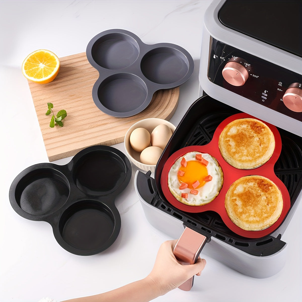 Air Fryer Egg Cooker and Cake Pan Combo - 2 Pieces Set, Dishwasher Safe, Essential Baking Tools for Your Home Kitchen