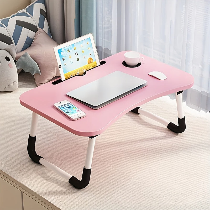 Folding Portable Table, Laptop Desk with Cup Holder and Tablet Slot, Perfect for Work, Studying, and Reading and Writing. Ideal for use in Bed, on the Sofa, at a Picnic, or on the Floor. Great for Students and anyone looking for a convenient and