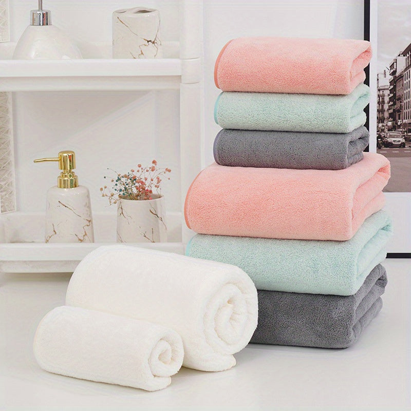 3-piece special set: 2 towels + 1 bath towel made with coral velvet for absorbency, no fading or hair loss, soft and comfortable for a new skin-friendly experience.