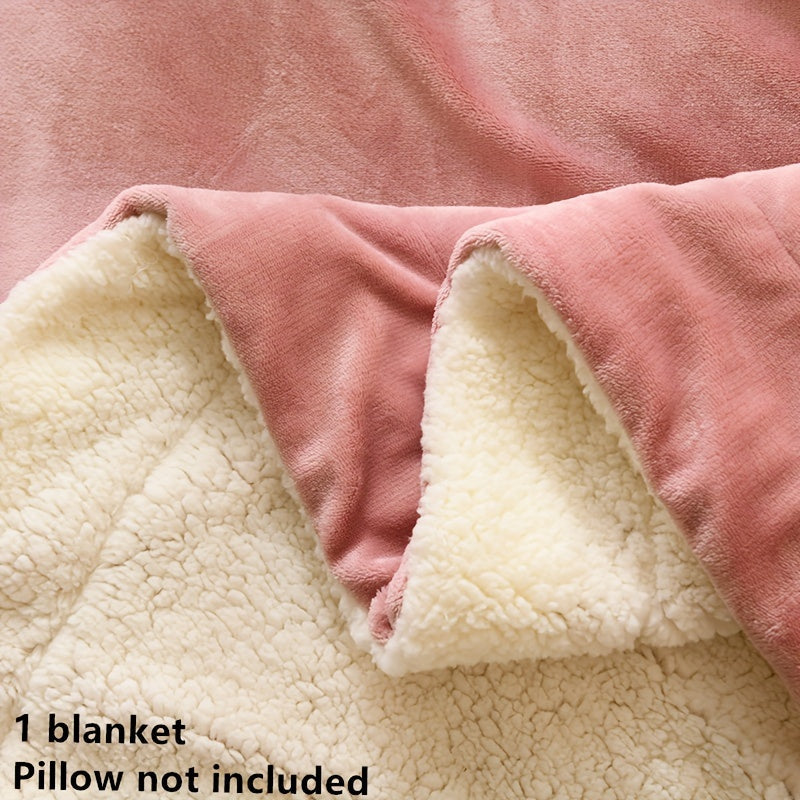 Versatile Double-Layer Soft Fleece Blanket - Ideal for All Seasons, Easy to Clean, Cozy Throw for Snuggling on the Sofa or Watching TV - Crafted from High-Quality Polyester Knit Fabric, Simple Elegance in Pink