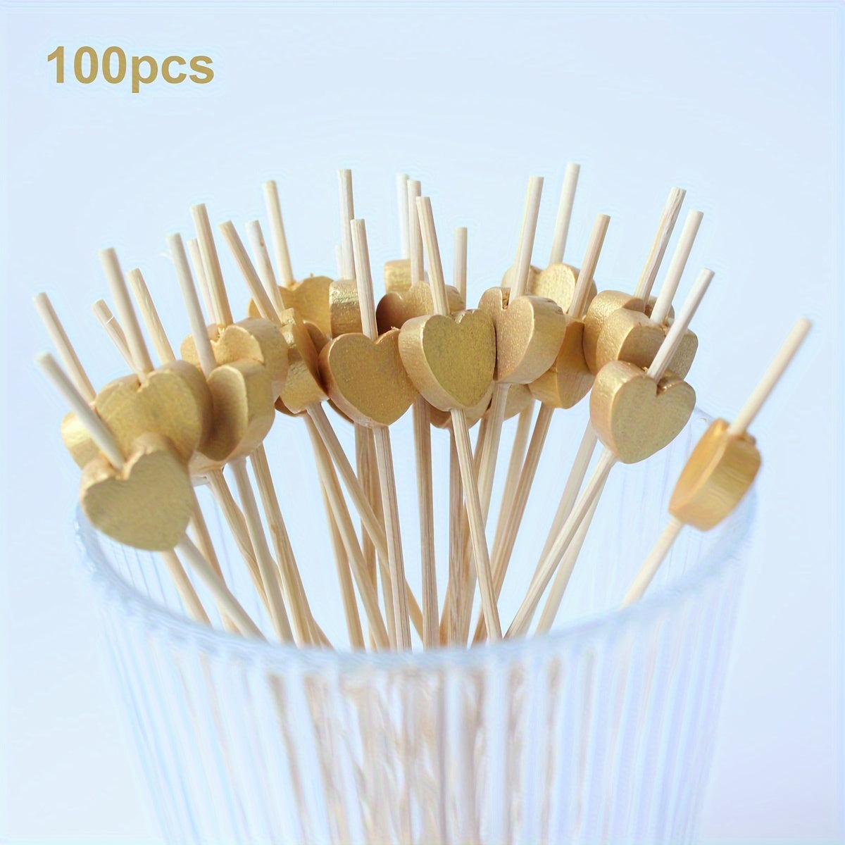 100 assorted toothpicks, bamboo and chrome gold skewers, perfect for appetizers and parties. 11.94 cm in length.