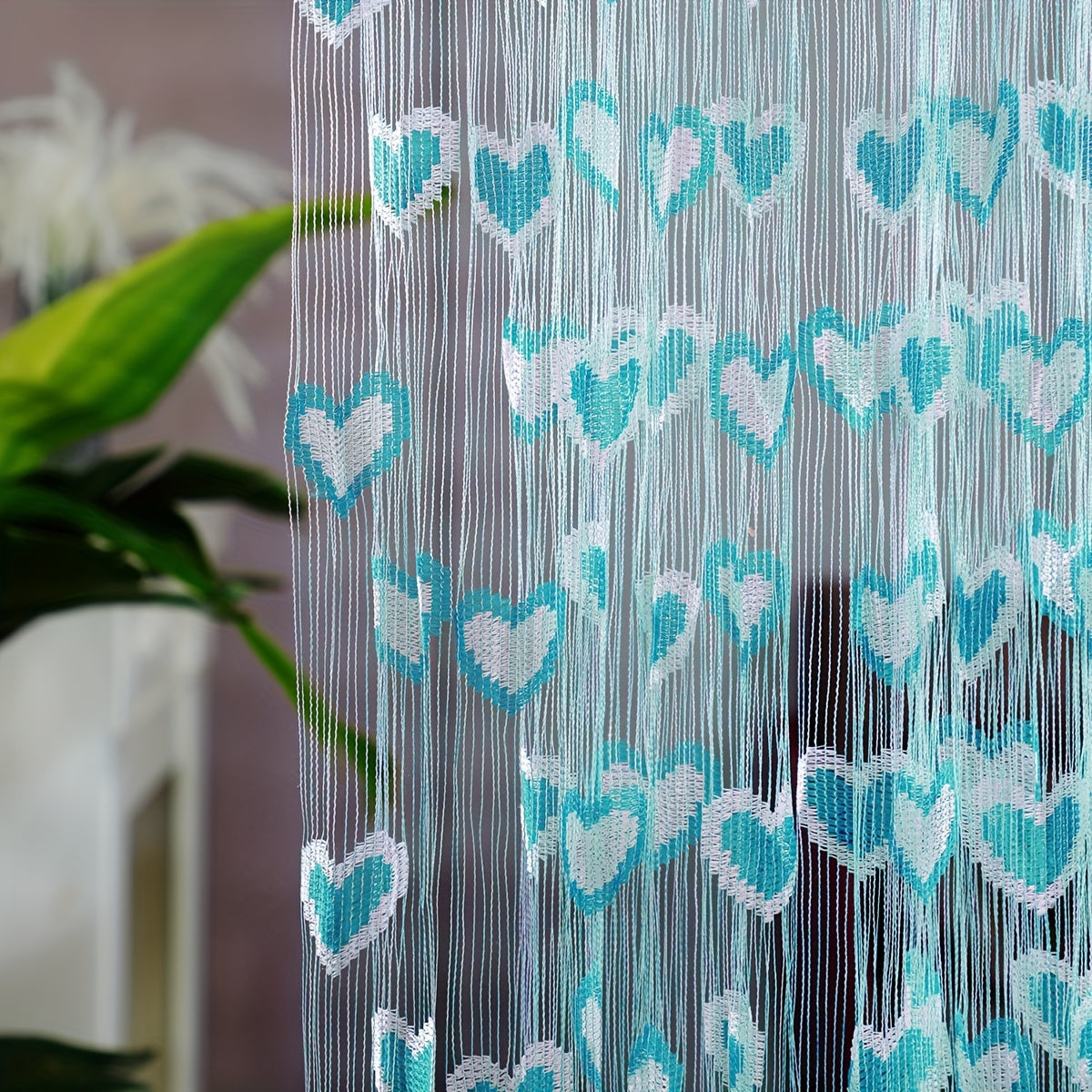 Sheer Curtain with Romantic Heart Design - Perfect for Weddings & Home Decor; Made of Lightweight, Power-Free Polyester.