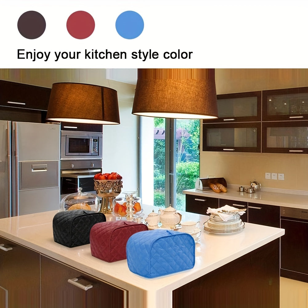 Protect your toaster with this polyester fabric quilted cover designed for 2 and 4 slice toasters. Keep your kitchen appliances dust-free and fingerprint-free with this universal size cover that fits most standard toasters, microwave ovens, and other