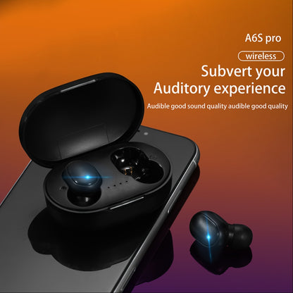 Compact TWS Wireless Earbuds in beige, blue, & black with USB-C charging case. Ideal for sports and a perfect holiday gift.