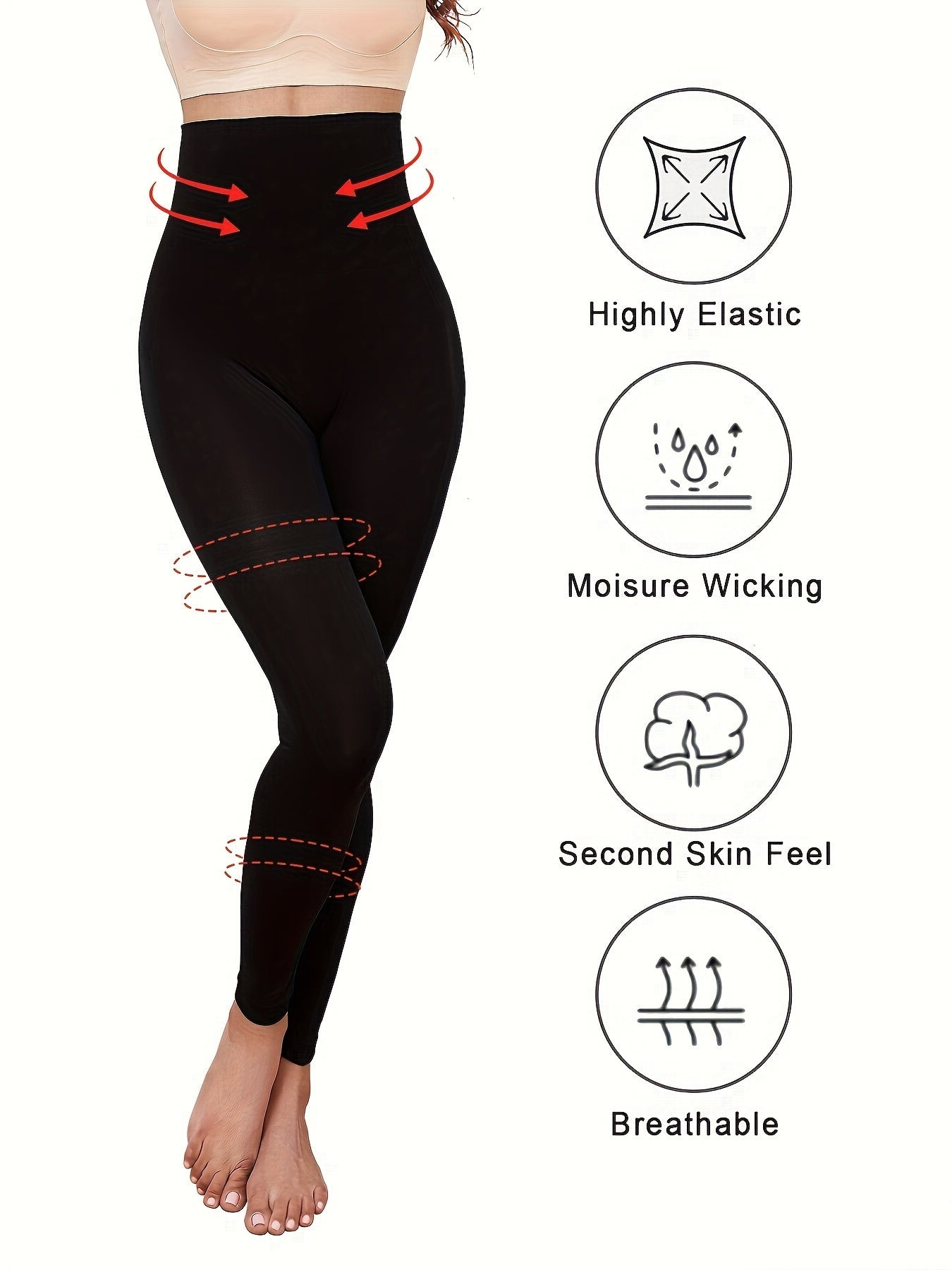 High-Waist Shaping Leggings for Women - Tummy Control, Moisture-Wicking, Breathable, Stretchy Yoga Pants for Outdoor Activities