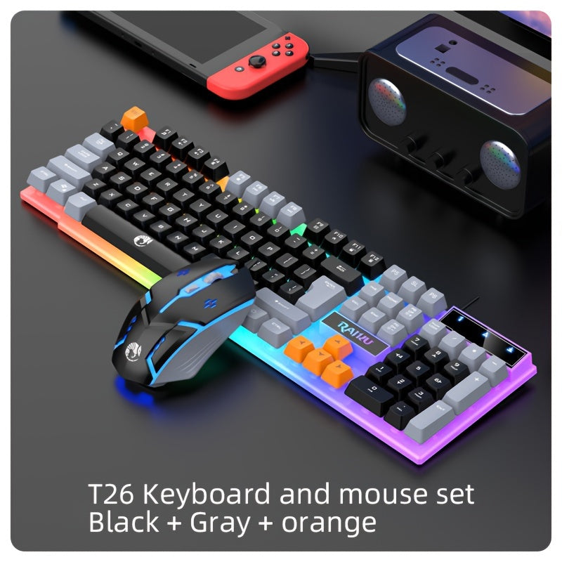 Colorful Glowing Keyboard and Mouse Set for Gaming