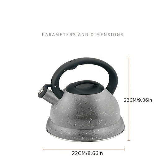 Stainless Steel Kettle featuring Heat-Resistant Black Plastic Handle, Anti-Rust and Whistle Design, Ideal for Stovetop Use - 3L Capacity