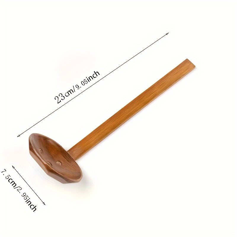 Handcrafted Wooden Soup Ladle/Spoon with Long Bamboo Handle - Kitchen Utensil for Food Contact - Ideal for Straining and Serving Hot Pot