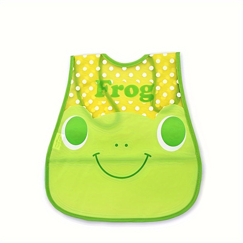 Waterproof bib for boys and girls with snap closure, dirt-resistant pockets, cute strawberry and car prints, made of comfortable EVA material. Suitable for universal feeding, featuring