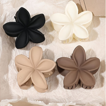 Set of 4 small milk tea color hair claws, perfect for daily wear, lightweight and comfortable.