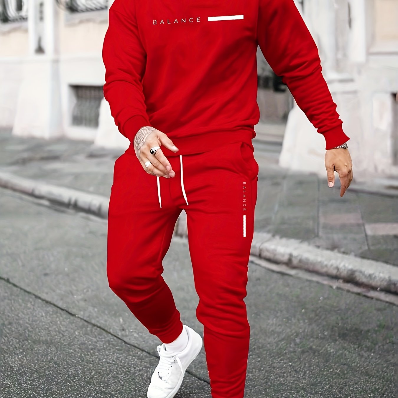 Men's Casual Letter Print Hoodie Set with Sweatshirt and Jogging Pants