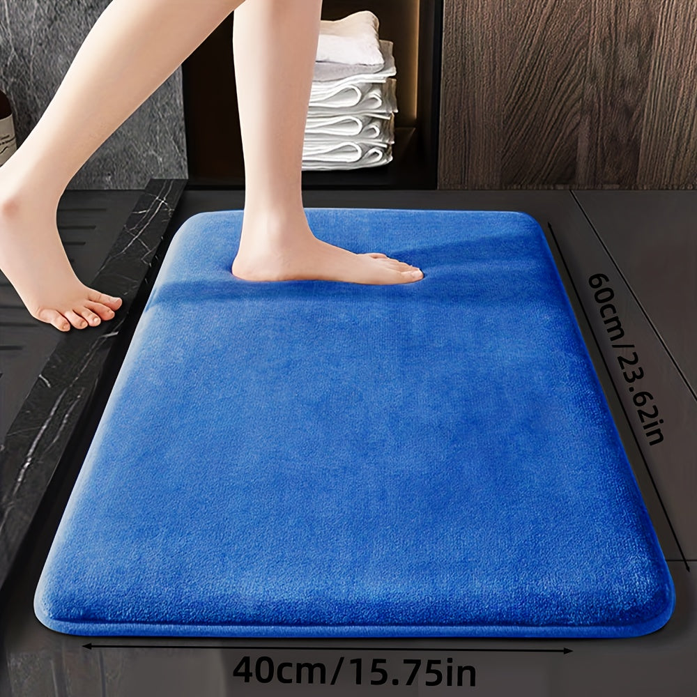 Soft and durable polyester bathroom mat with geometric design, ideal for shower, bathtub, bedroom, and living room. Versatile and non-slip, it is highly absorbent and machine washable.