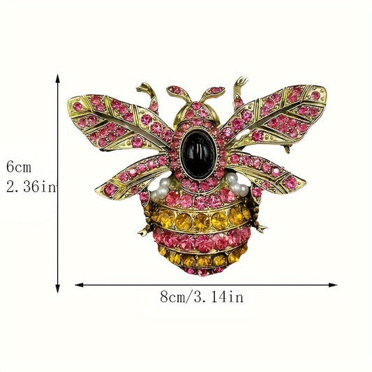 Винтажная 1PC Ретро Брошь в форме Пчелы, украшенная сверкающими стразами - идеально подходит для женских платьев, пальто, свитеров и корсажей