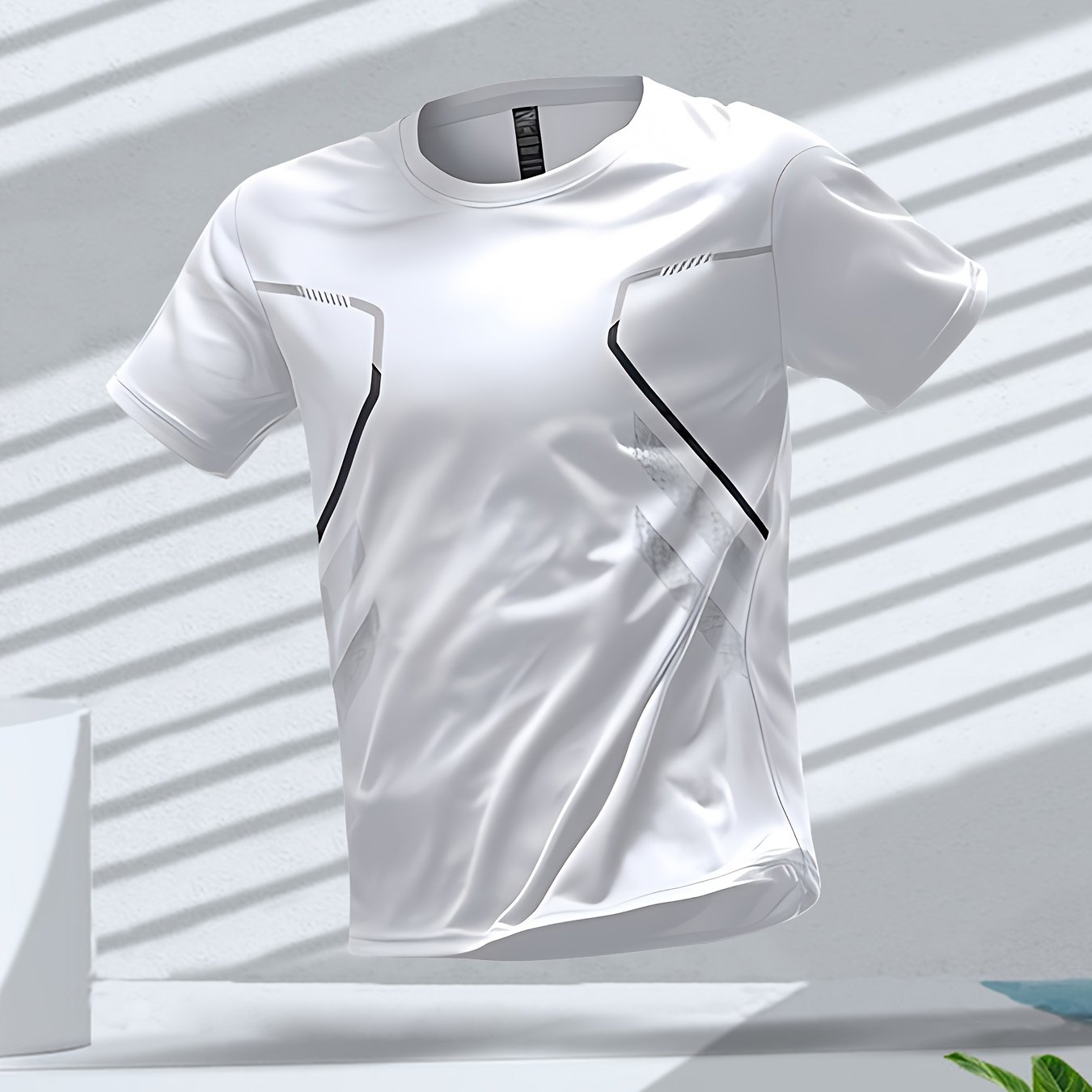 Men's Quick-Dry Athletic T-Shirt with Gradient Design for Gym and Sports - Lightweight Polyester Material, Moisture-Wicking and Breathable