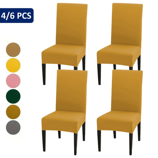 4/6pcs S Size Chair Covers in Multiple Solid Colors with Elasticity for Easy Installation, Suitable for Home and Restaurant Use.