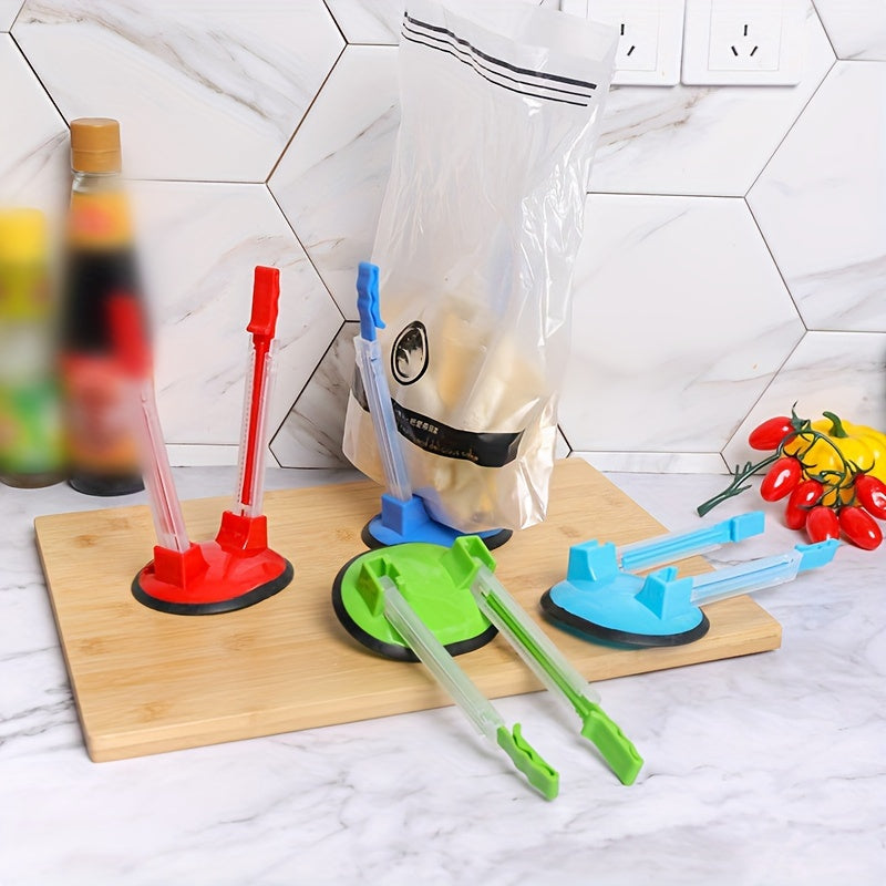 Adjustable Baggy Rack Stand - Set of 2 or 4, a convenient solution for organizing food storage bags. Perfect for bagged shelves, food preparation bags, and plastic freezing bags. This multi-purpose bag hanging device is a must-have for kitchen