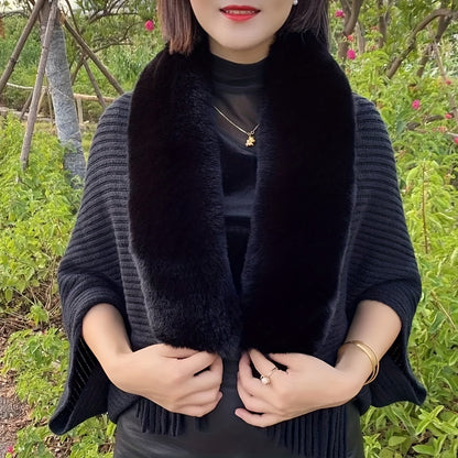 Stylish faux fur shawl for women perfect for autumn and winter. Windproof, warm, and trendy Korean version. Ideal for leisure outings.