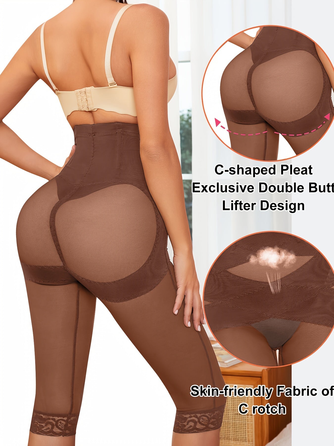 High waist body shaper cropped pants with belly cross design and butt lifting feature. Available in multiple colors.