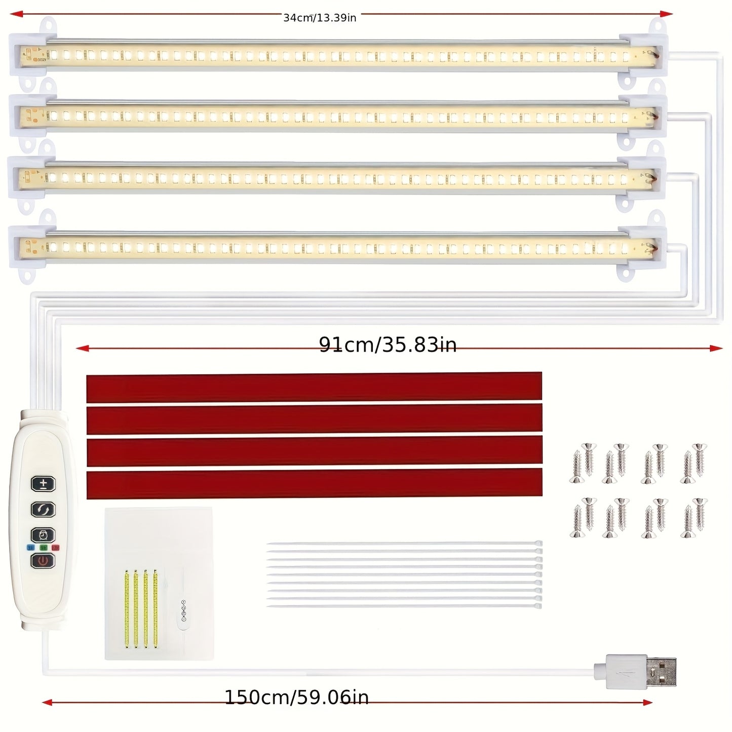 HOTU 124 plant grow lights are adjustable and USB powered, with automatic timer (3/9/12H) and dimmable settings for greenhouses and seedlings. Adapter not included.