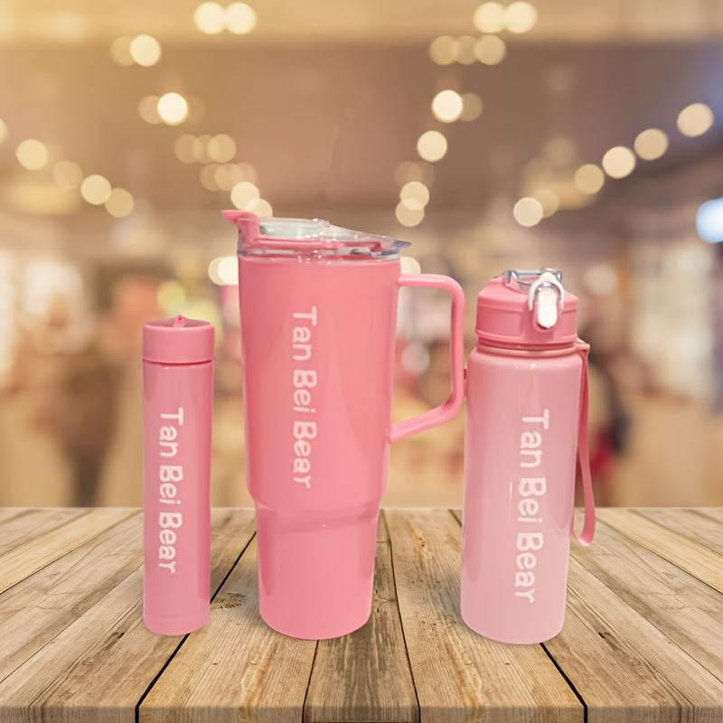 Set of 3 gradient water bottles, ideal for sports and fitness on the go. Leakproof and portable, made from BPA-free PC material. Perfect for camping and school gifts.