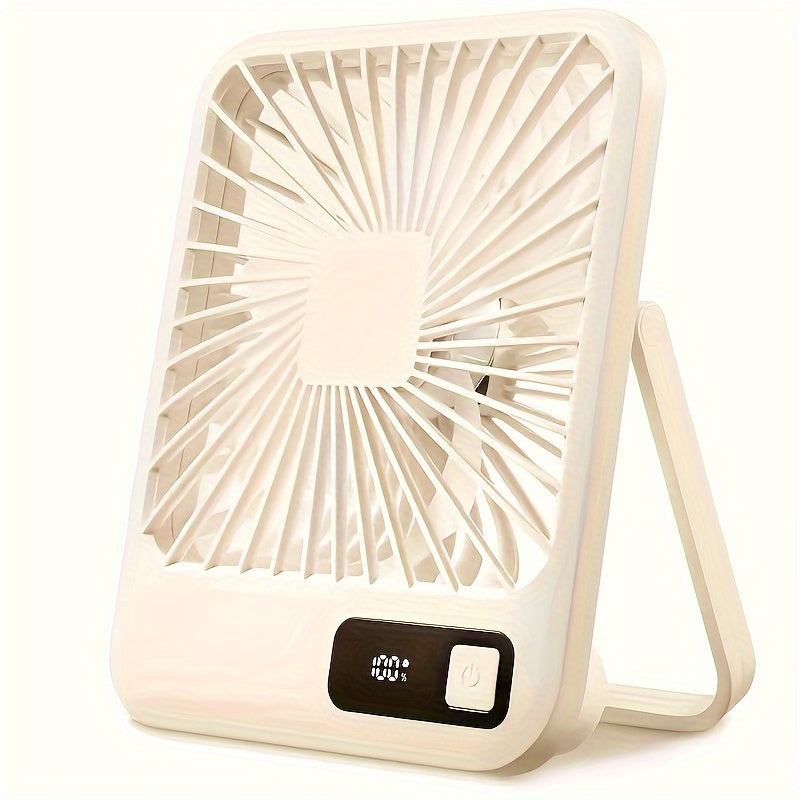 The YITUMU Mini Desktop Fan is a USB-charging portable fan with a square shape. It has a 1800mAh rechargeable battery, making it perfect for use on cruises. This fan provides powerful wind and has 5 adjustable speeds for personalized cooling. It operates