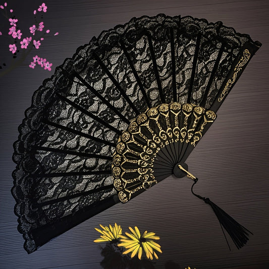 Vintage style Elegant Lace Folding Hand Fan - Portable, Collapsible, Perfect for Photoshoots and Accessory Embellishments