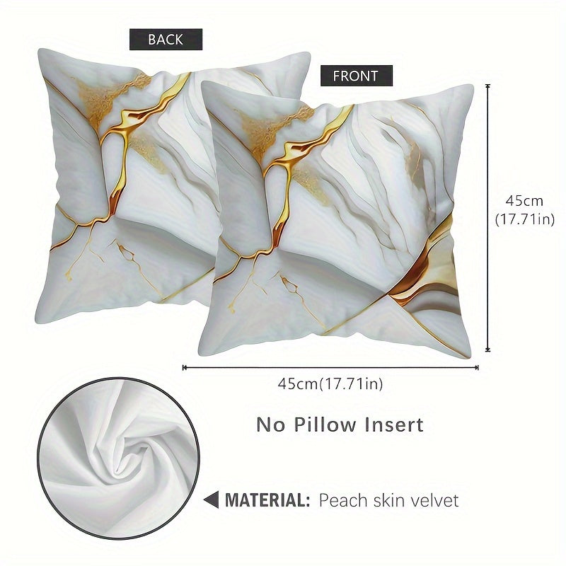 Polyester throw pillow cover with marble texture, 44.98x44.98 cm, machine washable, zipper closure, contemporary style. Double-sided design, no insert included. Ideal for various rooms.