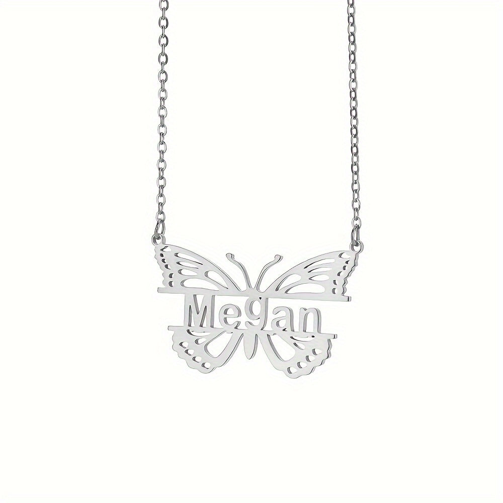 This exquisite personalized butterfly name necklace is crafted from durable 18K gold plated stainless steel. It makes a perfect mini jewelry gift for Mother's Day or Christmas.