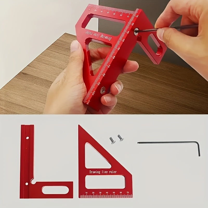 Ergonomic 3D Multi-Angle Measuring Ruler is a durable metal tool with ultra-fine tip for precise 45/90 degree lines and miter layouts.