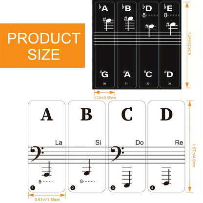 Yangi boshlovchilar uchun oddiy pianino kalitlari stikerlari - Turli pianino turlariga mos keladi, olib tashlanadigan va mustahkam, qora