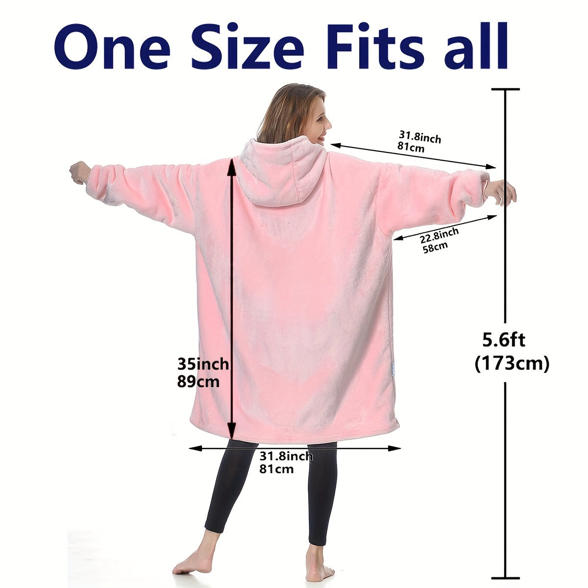 Grey Ultra-Soft Sherpa Fleece Oversized Hoodie Blanket - Cozy, Reversible Snuggle Sweatshirt with Giant Pockets, Machine Washable