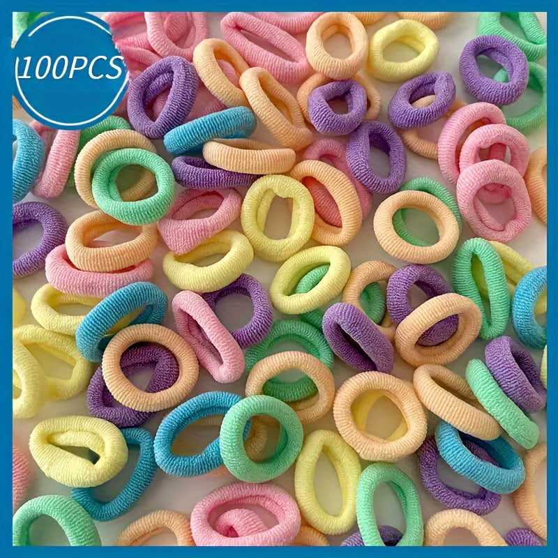 100 high elasticity rubber bands for girls, perfect for creating hair buns and ponytails without causing damage.