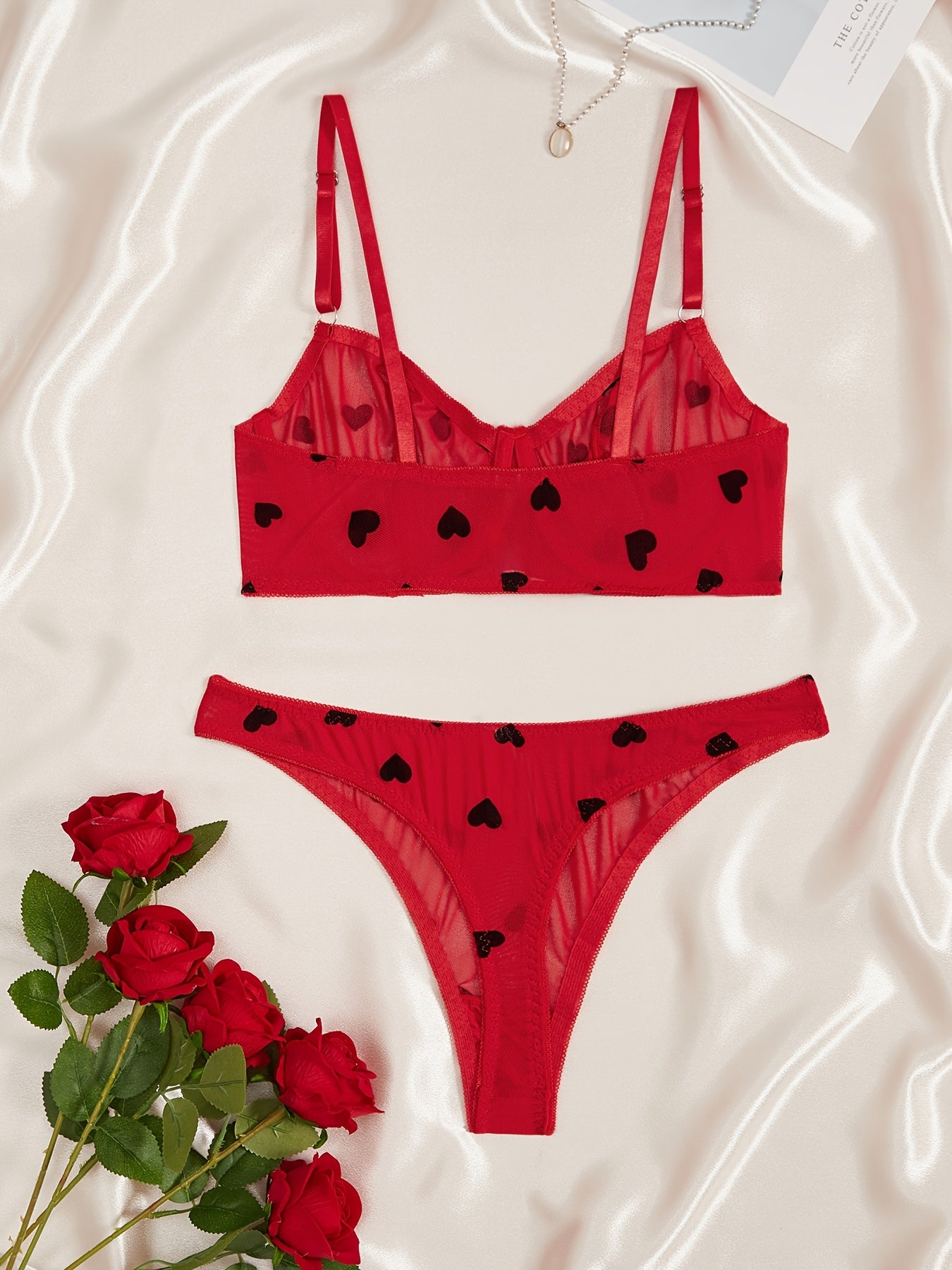 Red polka dot vintage underwear set for women.