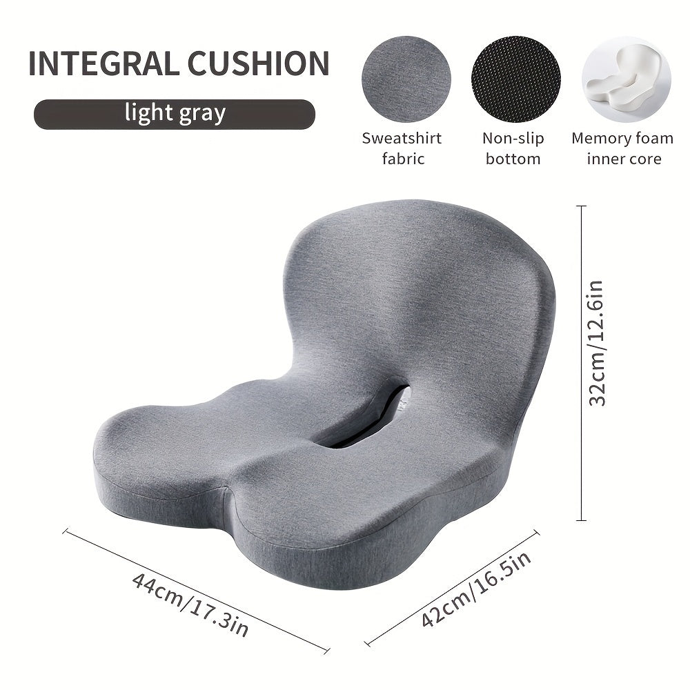 Memory foam core cushion backrest provides soft and supportive comfort, giving protection to the buttocks and waist during prolonged periods of sitting. This versatile cushion can be used in the office or car, with a removable, washable jacket made from