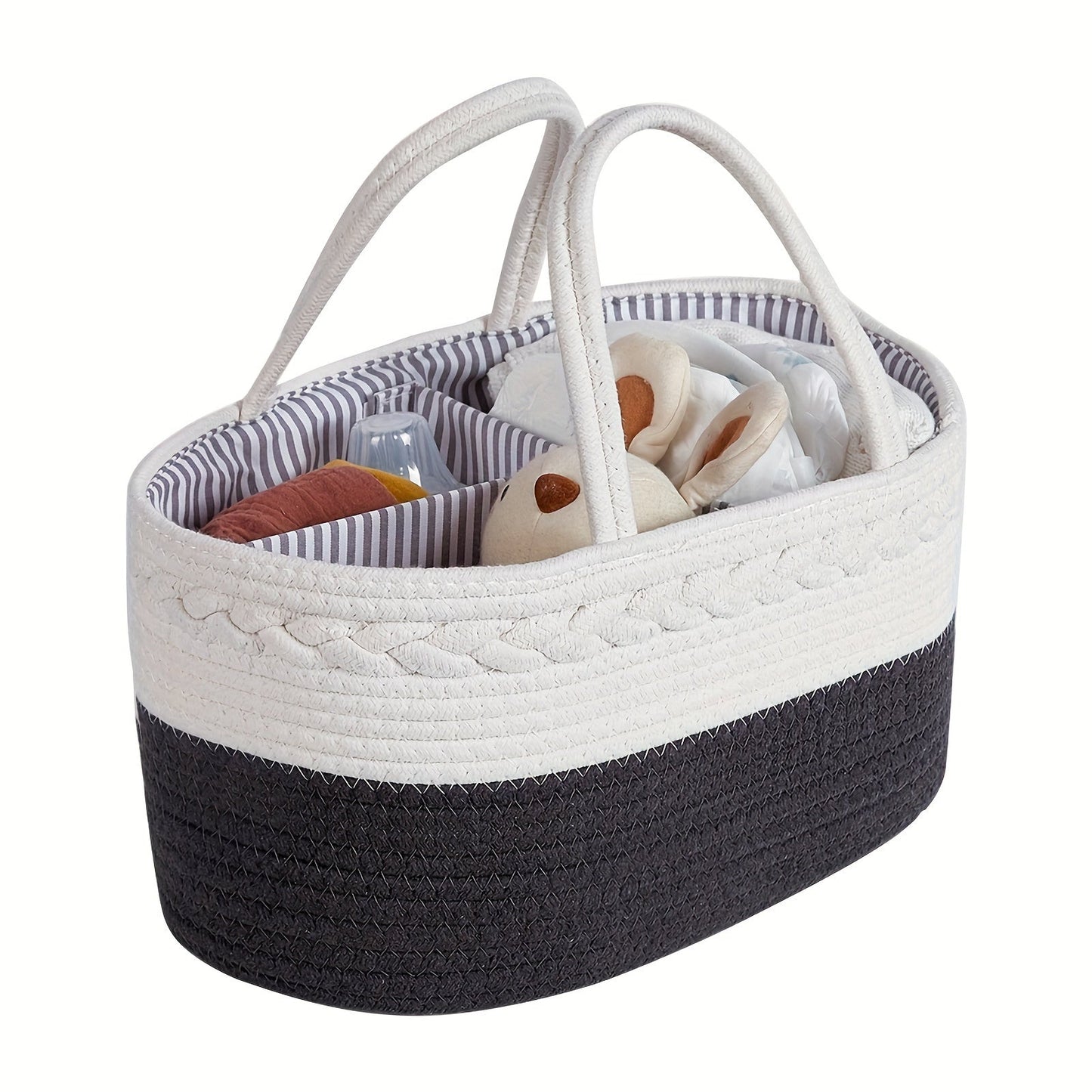 Baby Diaper Caddy: Convenient Nursery Storage Bin and Car Organizer for Diapers, Wipes, and More! Features Cotton Rope Basket Design for Changing Table Organization