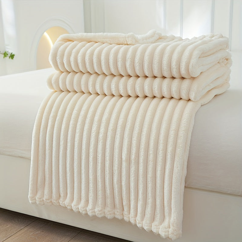 Stylish wide striped blanket in a solid color (pillow core and pillowcase not included)