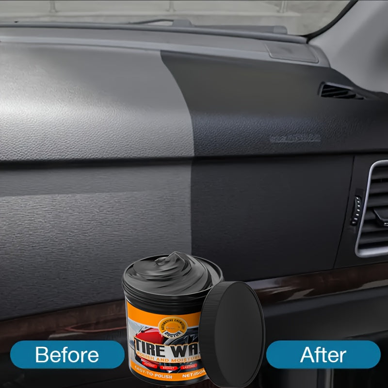 150g Automotive Interior Polishing Paste, Car Interior Care Kit with Black Tire Gloss Wax, Plastic/Leather Repair Cream.