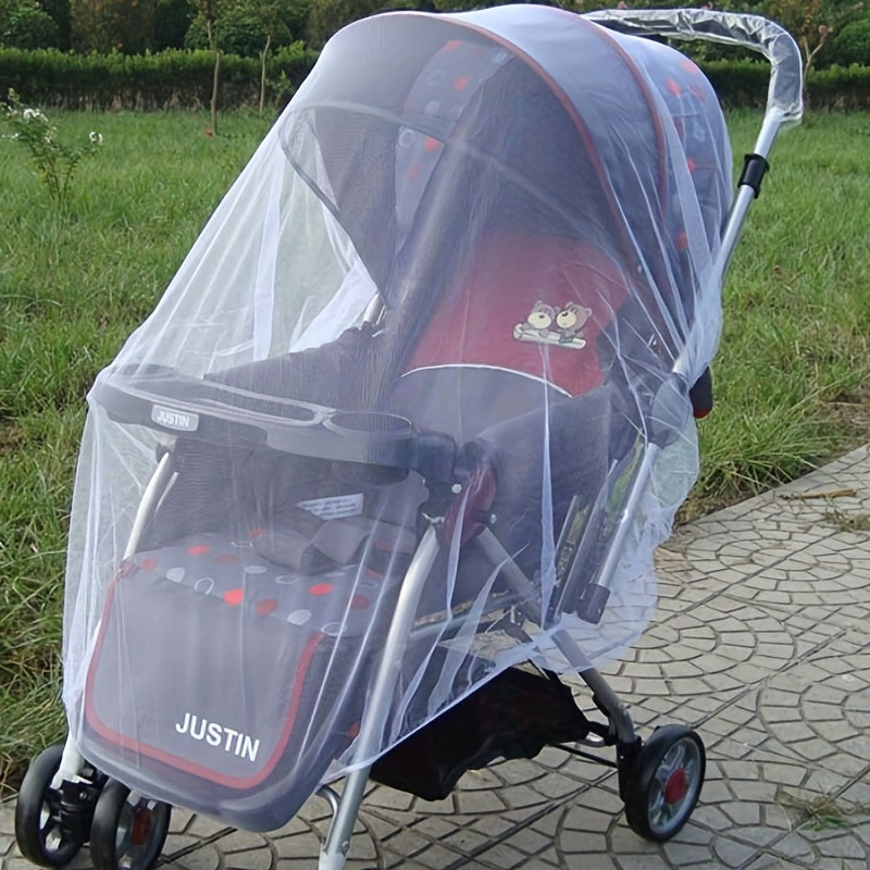 Mosquito net for stroller made of breathable silk material.