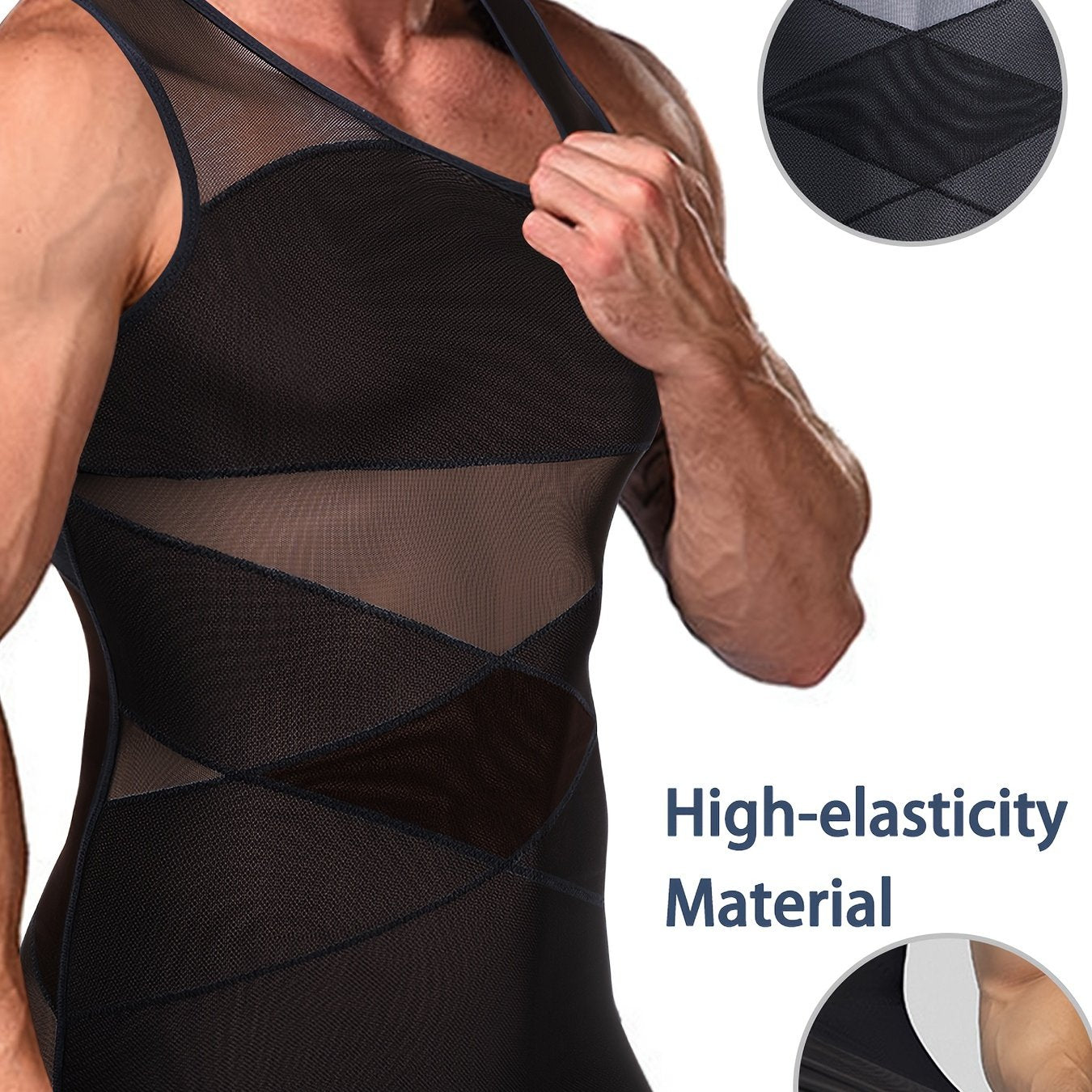 Compression shirts for men, slimming, breathable tank top.