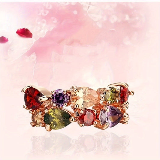 New Fashion Colorful Zirconia Ring Voted a Fan Favorite! Stylish and Personalized Ring for Men and Women, the Perfect Mother's Day Gift for Mom or Girlfriend