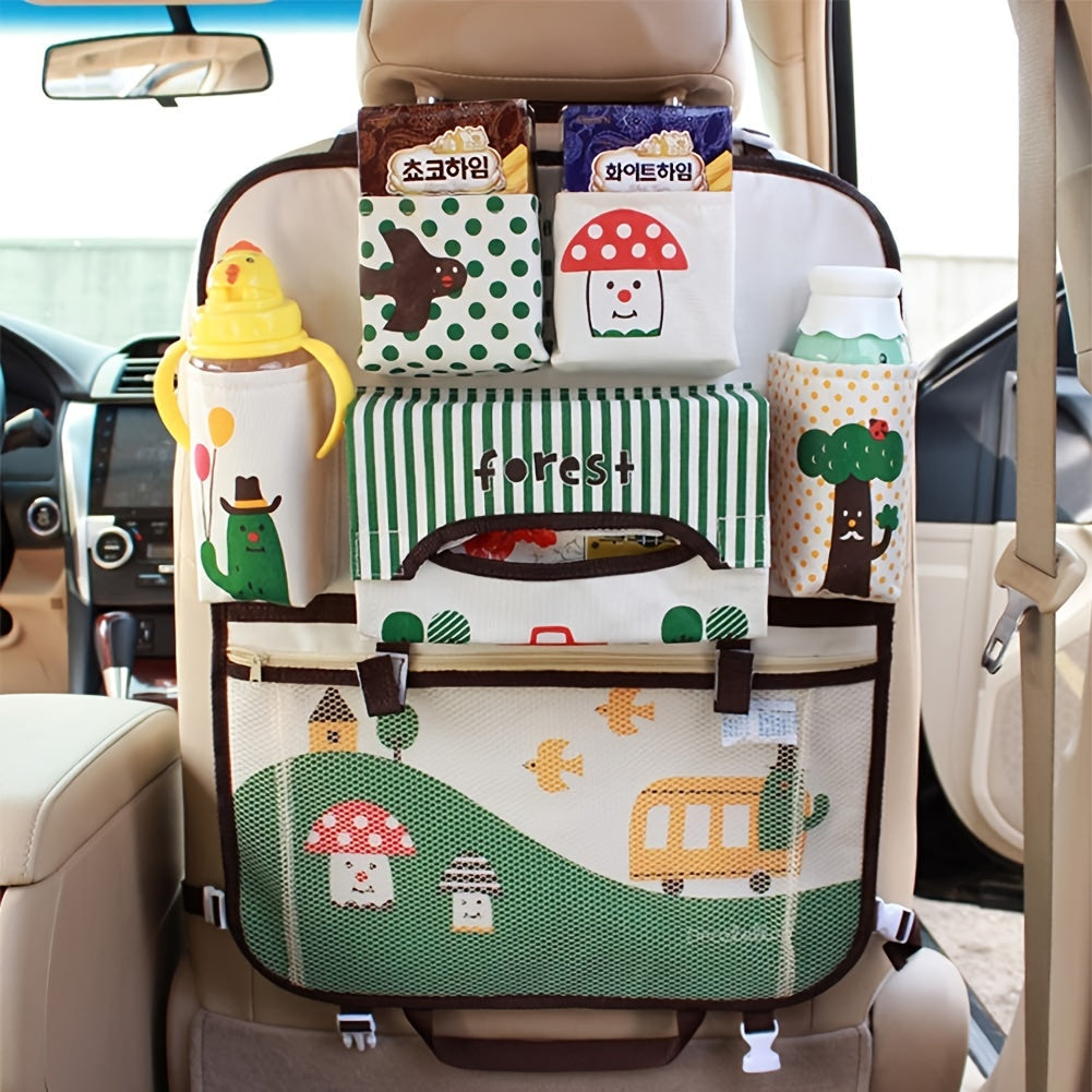 Optimize Your Backseat Storage Space with the Versatile Cartoon Car Seat Back Storage Bag!