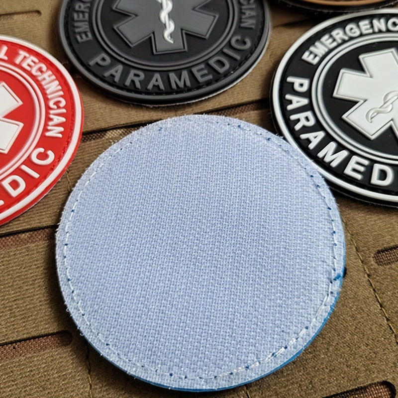 Paramedic PVC Rubber Badge featuring the Star of Life - A soft and durable first aid emblem perfect for attaching to backpacks and clothing.