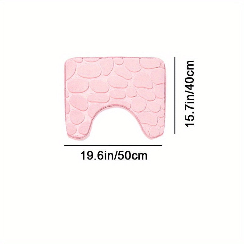 Pebble Embossed Non-Slip Bathroom Bath Mat Set with Memory Foam - Super Soft, Absorbent, and Quick-Drying Rug for Comfort and Safety. Machine Washable and Thick for a luxurious feel in your bathroom.