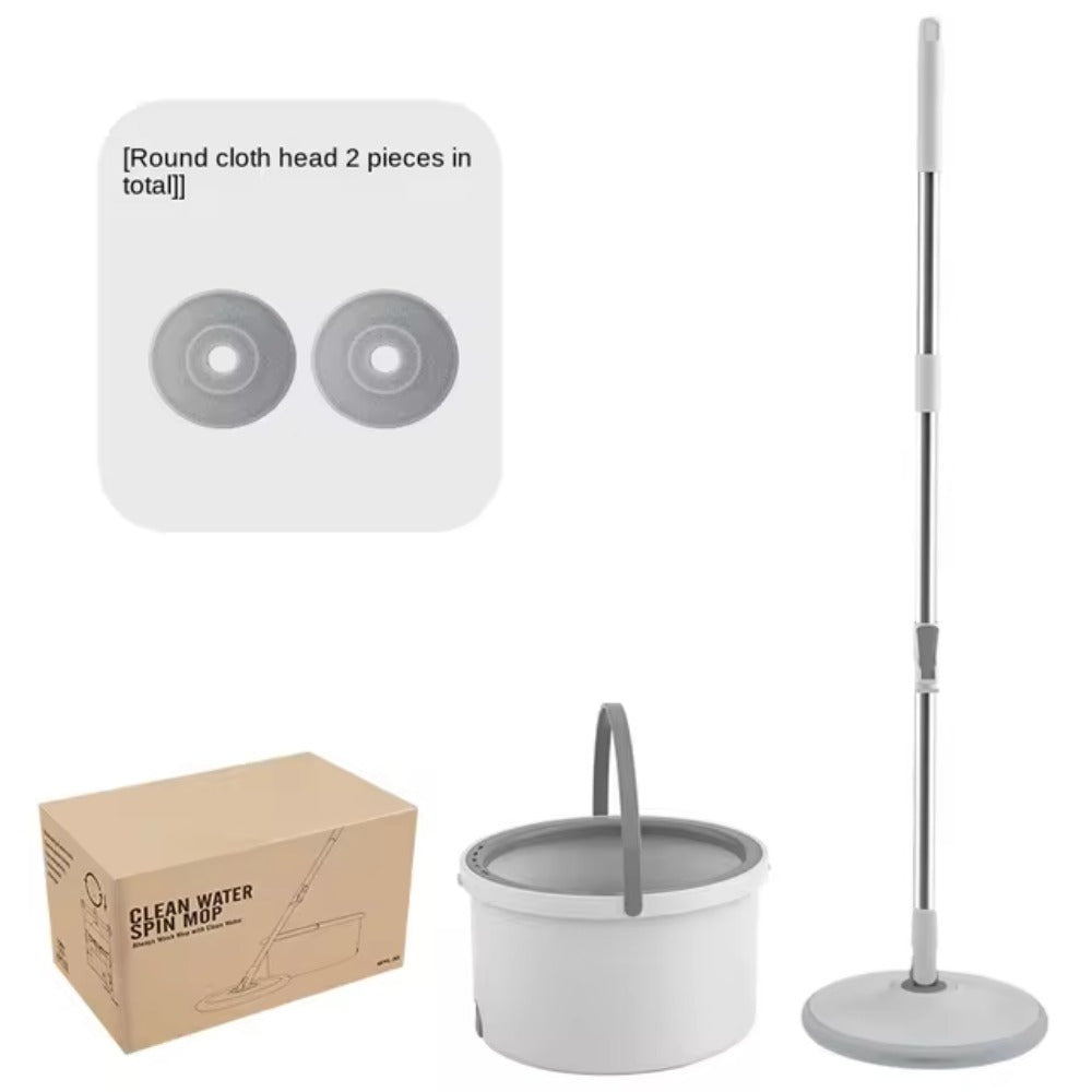 Get your hands on the 1set 360° Spin Mop and Bucket Set featuring Microfiber Heads, a Stainless Steel Handle, and Self-Washing System for a thorough clean in your Living Room, Bedroom, Bathroom, Toilet, and Kitchen.