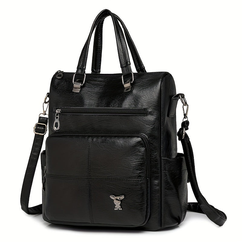 Chic faux leather backpack with removable strap, versatile shoulder bag in multiple colors.