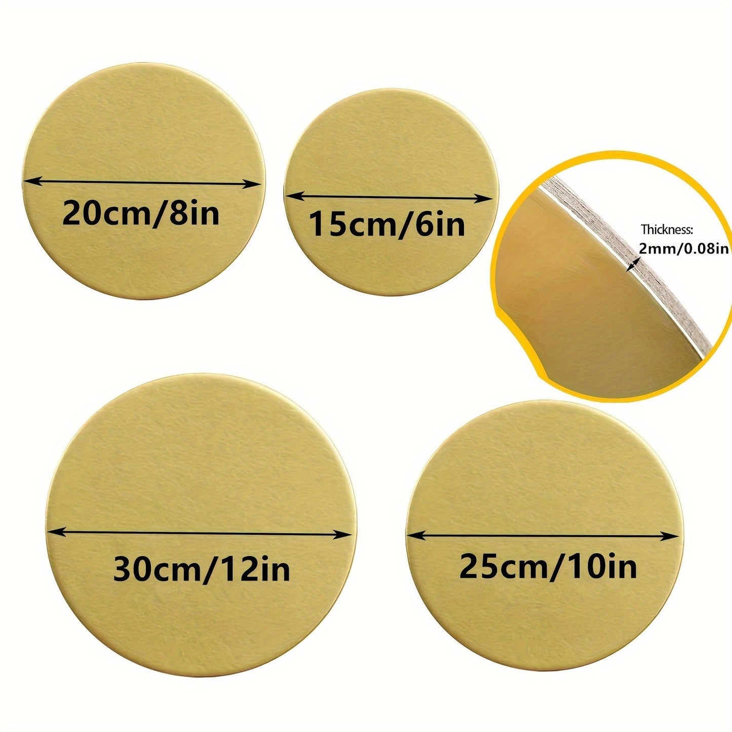 10 pieces of Golden Cake Boards, Circular Disposable Cake Base with Grease-Proof and Food-Grade Surface. Ideal for New Year's, Wedding, Birthday Parties, as well as Cake, Dessert, Pizza decorating and exhibitions.